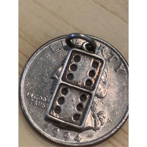 .925 Dominoes #game Sterling Silver Jewelry Charm - Picture 3 of 4